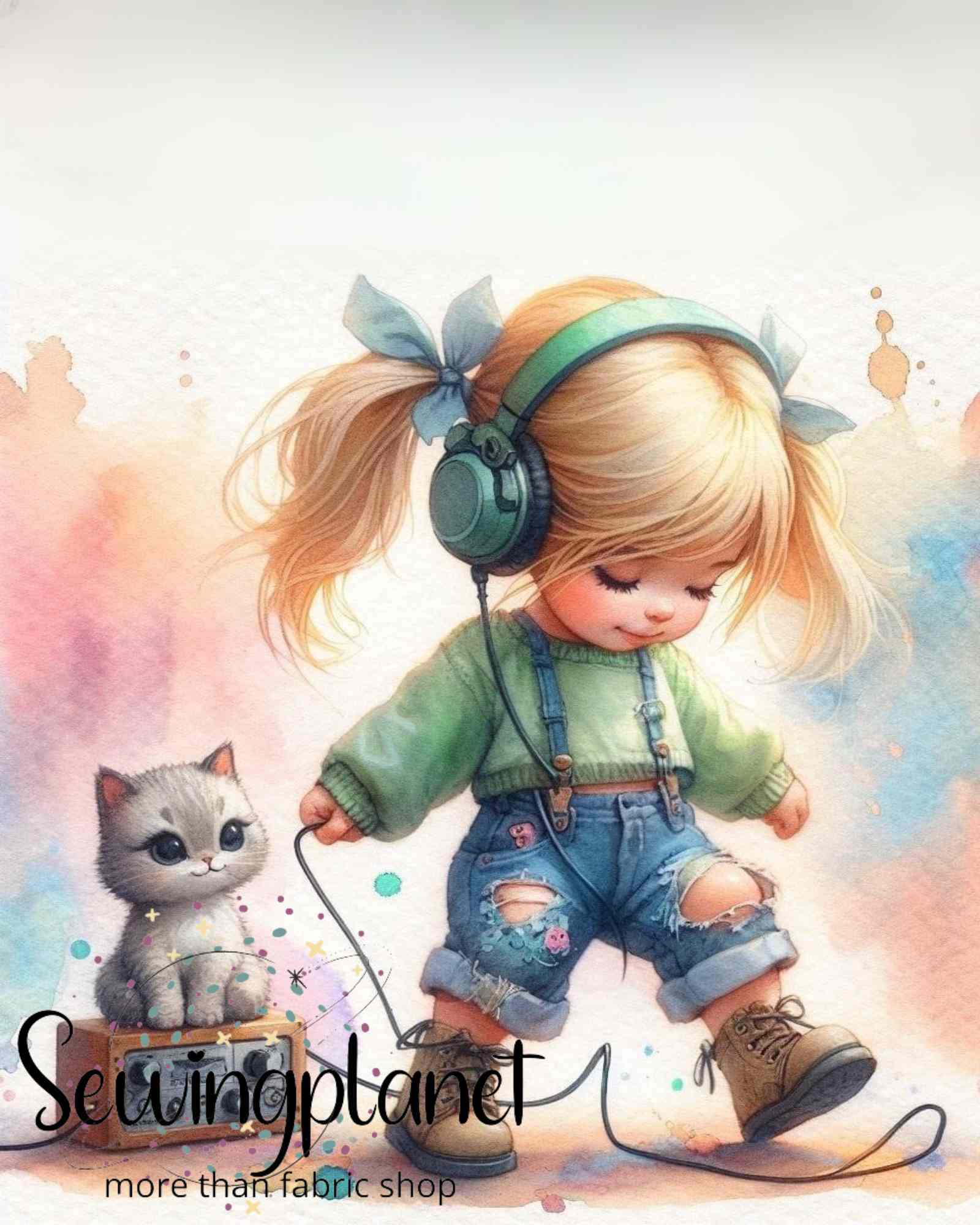 Panela punčka s slušalkami